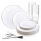 Smarty Had A Party White with Silver Rim Organic Round Disposable Plastic Wedding Value Set, 720PK 930WHSVS120 - alternate 2